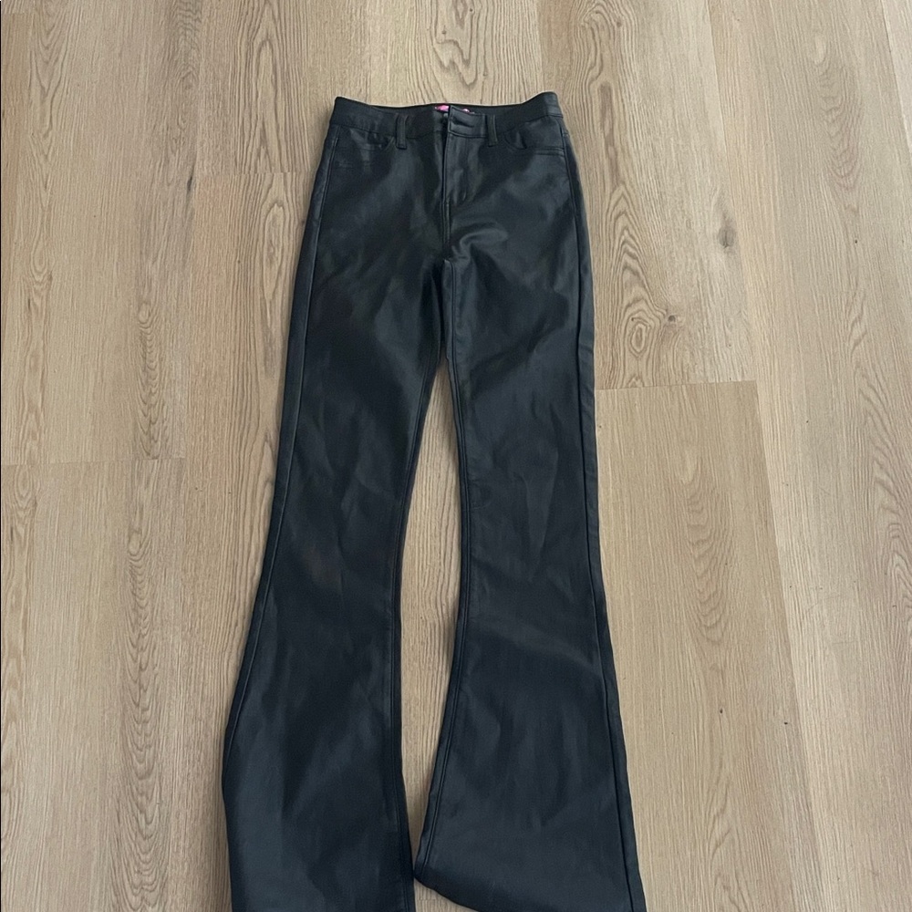 Editked- leather flare jeans